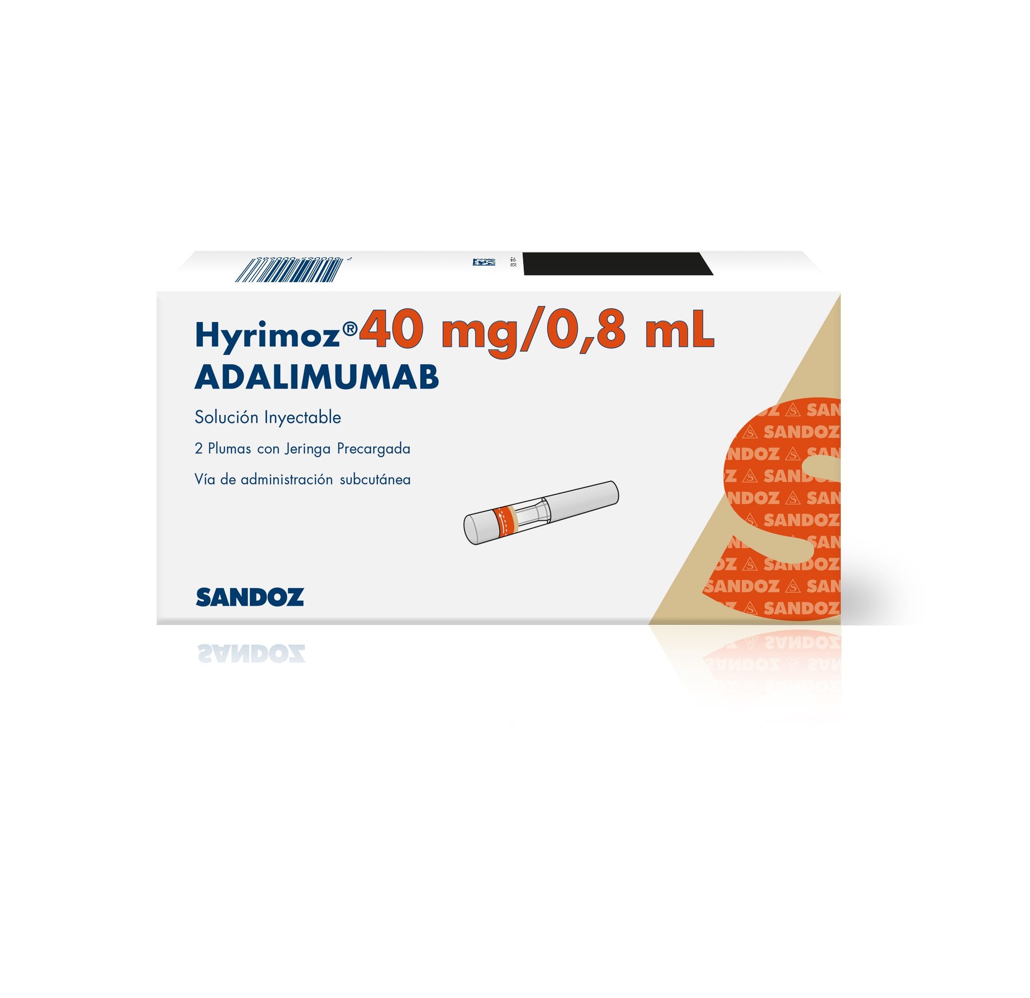 Hyrimoz 40 mg/0,8 mL x 2 Plumas con Jeringa Precargada sandoz